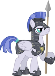 Size: 4280x5890 | Tagged: safe, artist:90sigma, pegasus, pony, g4, hearth's warming eve (episode), .svg available, absurd resolution, armor, bulwark, frown, guard, helmet, hoof shoes, male, pegasus tribe, royal guard, simple background, solo, spear, stallion, transparent background, vector, weapon