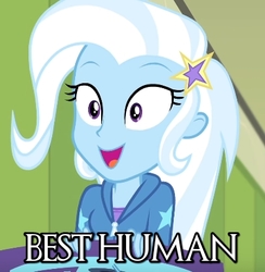 Size: 406x416 | Tagged: safe, edit, edited screencap, screencap, trixie, angel, equestria girls, equestria girls specials, g4, my little pony equestria girls: better together, my little pony equestria girls: forgotten friendship, beautiful, best human, canterlot high, cropped, cute, diatrixes, female, goddess, i cant believe she hasn't her own show yet, mercy, op is right, solo, text, truth