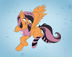 Size: 1024x818 | Tagged: safe, artist:falling-stars-1, oc, oc only, pegasus, pony, clothes, female, mare, shirt, socks, solo, striped socks