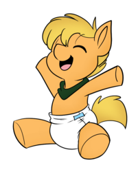 Size: 628x780 | Tagged: safe, artist:tato, artist:the-crusader-network, oc, oc only, oc:knil, pony, colt, cute, diaper, foal, male, simple background, solo, transparent background