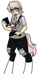 Size: 532x1021 | Tagged: safe, artist:/d/non, oc, oc only, oc:tonsils, satyr, braid, clothes, hot topic, jeans, offspring, pants, parent:nurse redheart, ripped jeans, scanner, working