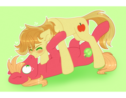Size: 3200x2500 | Tagged: safe, artist:etoz, artist:tigra0118, big macintosh, braeburn, earth pony, pony, g4, applecest, blushing, collaboration, cousins, duo, eyes closed, gay, high res, incest, kiss on the lips, kissing, male, ship:braemac, shipping, stallion
