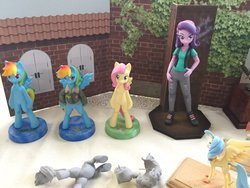 Size: 2048x1536 | Tagged: safe, fluttershy, rainbow dash, starlight glimmer, pony, equestria girls, equestria girls specials, g4, my little pony equestria girls: mirror magic, my little pony: the movie, beanie, bipedal, clothes, craft, hat, photo, sculpture, traditional art