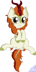 Size: 1767x3481 | Tagged: safe, artist:php142, autumn blaze, kirin, season 8, sounds of silence, awwtumn blaze, cute, female, kirinbetes, looking at you, lying, simple background, solo, transparent background