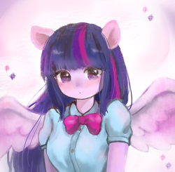 Size: 1181x1157 | Tagged: safe, artist:youyu, twilight sparkle, alicorn, equestria girls, g4, bowtie, female, ponied up, solo, twilight sparkle (alicorn)