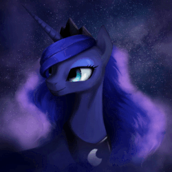 Size: 540x540 | Tagged: safe, artist:rumista, princess luna, alicorn, pony, g4, animated, bust, female, flowing mane, mare, portrait, smiling, solo, sternocleidomastoid
