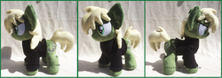 Size: 2104x743 | Tagged: safe, artist:lilmoon, oc, oc:murky, earth pony, pony, fallout equestria, fallout equestria: murky number seven, clothes, colt, fanfic art, irl, male, photo, plushie, shirt, solo