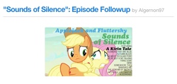 Size: 1136x543 | Tagged: safe, applejack, fluttershy, g4, sounds of silence, episode followup, parody