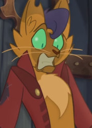 Size: 383x532 | Tagged: safe, screencap, capper dapperpaws, abyssinian, anthro, g4, my little pony: the movie, chest fluff, clothes, coat, cropped, male, scared, shocked, solo