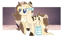 Size: 3401x1977 | Tagged: safe, artist:tigerblade14, oc, oc only, oc:chocolate drip cake, earth pony, pony, clothes, female, mare, simple background, socks, solo, striped socks, transparent background