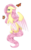 Size: 1817x2956 | Tagged: safe, artist:ohhoneybee, fluttershy, butterfly, pegasus, pony, g4, colored wings, colored wingtips, female, floppy ears, looking away, looking back, mare, rear view, simple background, sitting, solo, three quarter view, transparent background