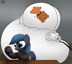 Size: 2284x2020 | Tagged: safe, artist:the-furry-railfan, oc, oc only, oc:night strike, oc:parchment bleach, oc:pretty paper, belly, bingo wings, glasses, hangar, high res, hose, huge butt, impossibly large belly, impossibly large butt, inflation, keychain, large butt, male to female, puffy cheeks, rule 63, story included, surprised, this ended in balloons