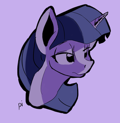 Size: 1280x1313 | Tagged: safe, alternate version, artist:post-it, twilight sparkle, pony, g4, female, lidded eyes, mare, purple background, simple background, solo