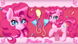 Size: 3840x2160 | Tagged: dead source, safe, artist:ciderpunk, pinkie pie, earth pony, pony, g4, bust, high res, wallpaper