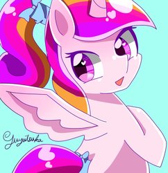 Size: 904x935 | Tagged: safe, artist:yuyutsuka_0130, princess cadance, alicorn, pony, g4, female, looking at you, mare, simple background, solo