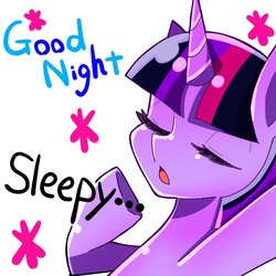 Size: 768x768 | Tagged: safe, artist:yuyutsuka_0130, twilight sparkle, alicorn, pony, g4, eyes closed, female, good night, mare, sleeping, solo, twilight sparkle (alicorn)