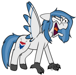 Size: 904x884 | Tagged: safe, artist:captainbrowniebite, oc, oc only, oc:delta dart, hippogriff, screaming, simple background, solo, talons, transparent background