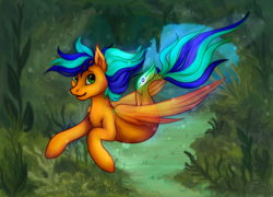 Size: 3200x2300 | Tagged: safe, artist:pabelka-belka, oc, oc only, oc:naarkerotics, seapony (g4), fin wings, flowing mane, green eyes, high res, smiling, solo, swimming, underwater, water, wings, ych result