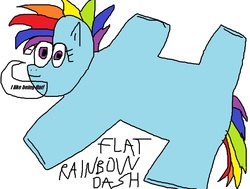 Size: 992x749 | Tagged: safe, rainbow dash, pony, g4, 1000 hours in ms paint, female, flattened, ms paint, op is a duck, shape change, shitposting, solo, speech bubble