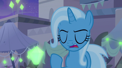 Size: 1280x720 | Tagged: safe, screencap, trixie, pony, unicorn, g4, road to friendship, eyes closed, female, glowpaz, mare, solo