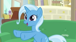 Size: 1920x1080 | Tagged: safe, screencap, trixie, pony, unicorn, g4, road to friendship, couch, female, mare, sitting, solo