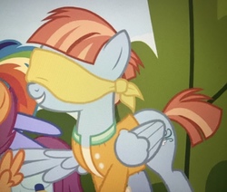 Size: 3345x2841 | Tagged: safe, screencap, windy whistles, pegasus, pony, g4, parental glideance, blindfold, female, high res, mare, solo