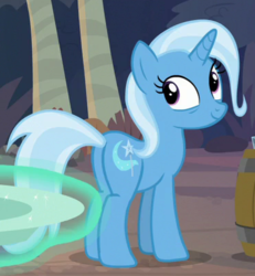 Size: 371x402 | Tagged: safe, screencap, trixie, pony, unicorn, g4, road to friendship, butt, cropped, female, mare, plot, smiling, solo