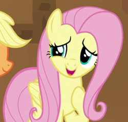 Size: 655x623 | Tagged: safe, screencap, applejack, fluttershy, pegasus, pony, all bottled up, g4, cropped, female, mare, solo focus