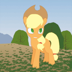 Size: 512x512 | Tagged: safe, artist:thepristineeye, applejack, earth pony, pony, g4, angry, animated, aside glance, blender, cowboy hat, dead tree, ears back, female, frown, gif, glare, hat, looking back, mare, pointing, raised eyebrow, raised hoof, rotoscope, solo, tree, wide eyes