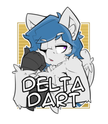 Size: 2100x2400 | Tagged: safe, artist:bbsartboutique, oc, oc only, oc:delta dart, hippogriff, badge, con badge, high res, simple background, solo, talons, transparent background
