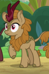Size: 201x301 | Tagged: safe, screencap, cinder glow, fern flare, summer flare, kirin, g4, sounds of silence, background kirin, cropped, female, picture for breezies, raised hoof, solo, surprised
