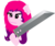 Size: 976x824 | Tagged: safe, oc, oc only, oc:blade keeper, pony, buster sword, cute, pink eyes, she's not edgy she's adorable, simple background, solo, sword, transparent background, two toned mane, weapon