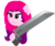 Size: 2045x1731 | Tagged: safe, oc, oc only, oc:blade keeper, pony, buster sword, clothes, cute, hoodie, pink eyes, she's not edgy she's adorable, simple background, solo, sword, transparent background, two toned mane, weapon