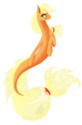 Size: 1628x2480 | Tagged: safe, artist:oneiria-fylakas, applejack, seapony (g4), g4, female, mare, missing accessory, seaponified, seapony applejack, simple background, solo, species swap, transparent background