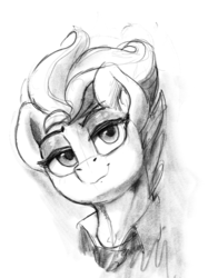 Size: 1280x1707 | Tagged: safe, artist:dimfann, spitfire, pony, g4, female, grayscale, monochrome, sketch, solo