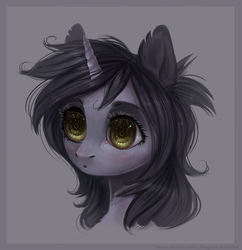 Size: 1558x1608 | Tagged: safe, artist:sarkarozka, oc, oc only, oc:kate, pony, unicorn, bust, female, gift art, mare, portrait, solo