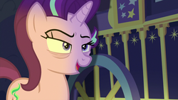 Size: 1280x720 | Tagged: safe, screencap, starlight glimmer, pony, unicorn, g4, road to friendship, bags under eyes, female, mare, solo, trixie's wagon