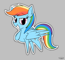Size: 2568x2362 | Tagged: safe, artist:taurson, rainbow dash, pony, g4, chibi, female, gray background, grin, high res, mare, simple background, smiling, solo, sticker, white outline