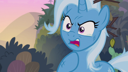 Size: 1280x720 | Tagged: safe, screencap, trixie, pony, unicorn, g4, road to friendship, crying, female, hoof on chest, mare, open mouth, solo, teary eyes