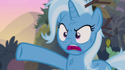Size: 1280x720 | Tagged: safe, screencap, trixie, pony, unicorn, g4, road to friendship, angry, female, mare, open mouth, solo