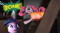 Size: 1920x1080 | Tagged: safe, pinkie pie, twilight sparkle, g4, 3d, funny face, source filmmaker