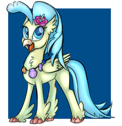 Size: 2767x2860 | Tagged: safe, artist:lildooks, princess skystar, classical hippogriff, hippogriff, g4, my little pony: the movie, blue background, chest fluff, explicit source, female, high res, open mouth, simple background, solo