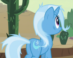 Size: 486x386 | Tagged: safe, screencap, trixie, pony, unicorn, g4, road to friendship, butt, cactus, cropped, female, mare, messy mane, plot, solo