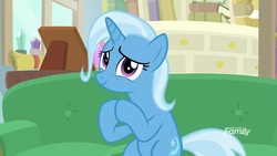 Size: 1600x900 | Tagged: safe, screencap, trixie, pony, unicorn, g4, road to friendship, discovery family logo, female, mare, solo