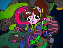 Size: 4100x3125 | Tagged: safe, artist:radiancebreaker, pony, can, crossover, d.va, mecha, nano-cola, overwatch, ponified, solo, whisker markings
