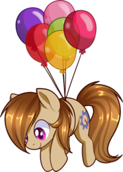 Size: 1024x1427 | Tagged: safe, artist:xwhitedreamsx, oc, oc only, oc:fang, earth pony, pony, balloon, cute, floating, looking down, simple background, smiling, solo, transparent background, ych result