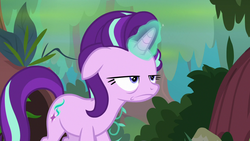 Size: 1280x720 | Tagged: safe, screencap, starlight glimmer, pony, unicorn, g4, road to friendship, annoyed, faic, female, floppy ears, glowing horn, horn, mare, solo
