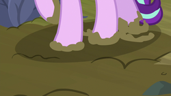 Size: 1280x720 | Tagged: safe, screencap, starlight glimmer, pony, unicorn, g4, road to friendship, close-up, female, hooves, legs, mare, mud, pictures of legs