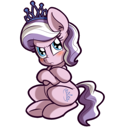 Size: 512x512 | Tagged: safe, artist:anibaruthecat, diamond tiara, earth pony, pony, g4, blushing, cute, diamondbetes, explicit source, female, filly, foal, simple background, solo, transparent background