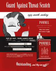 Size: 1200x1533 | Tagged: safe, artist:cowboygineer, rarity, g4, 1960s, advertisement, cigarette, parody, poster, smoking